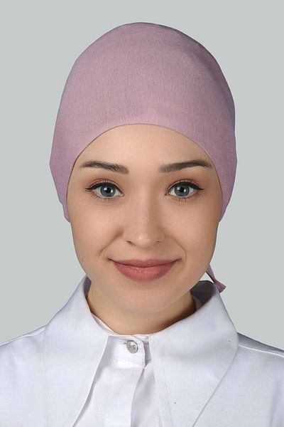 Altobeh Γυναικείο πρακτικό κορδόνι Hijab Χτενισμένο βαμβακερό καπέλο σκούρο ροζ