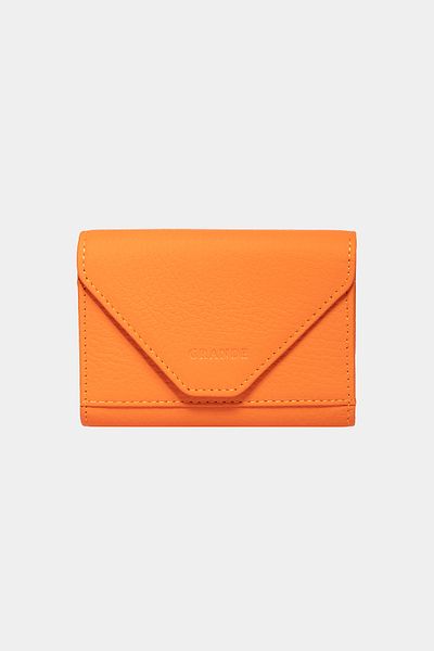 Grande 3639 Genuine Real Leather Women Men Magnetic Accordion Wallet Card Holder Orange