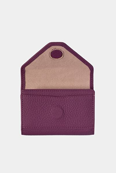 Grande 3639 Hakiki Gerçek Deri Kadın Erkek Mıknatıslı Akordiyon Cüzdan Kartlık Mor