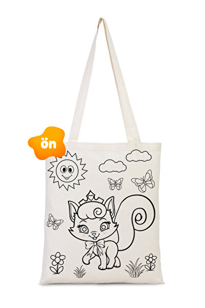 Bammerz Boyanabilir Bez Çanta Unicorn- Kedi - Kalemli