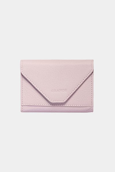 Grande 3639 Genuine Leather Horizontal Paper Money Compartment Magnetic Accordion Card Holder Wallet Flother Lilac