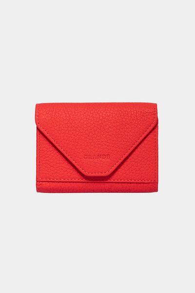 Grande 3639 Genuine Real Leather Women Men Magnetic Accordion Wallet Card Holder Red