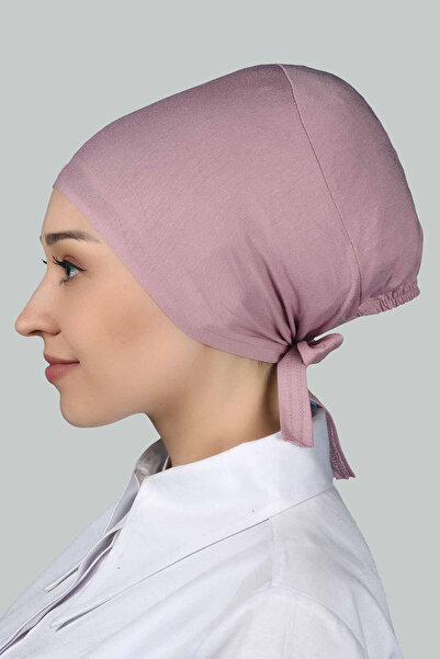 Altobeh Γυναικείο πρακτικό κορδόνι Hijab Χτενισμένο βαμβακερό καπέλο σκούρο ροζ