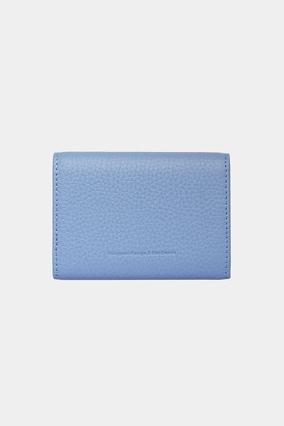 Grande 3639 Genuine Leather Horizontal Paper Money Compartment Magnetic Accordion Card Holder Wallet Flother Light Blue