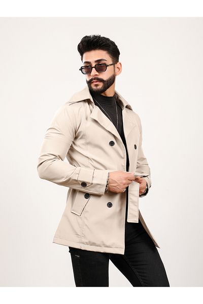 Beige trench coat mens sales