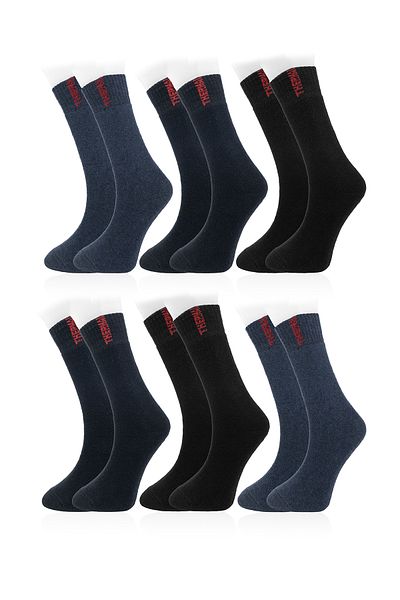 Line Smart 6 Pack Men's Mixed Color Thermal High Quality Soft Durable Socks