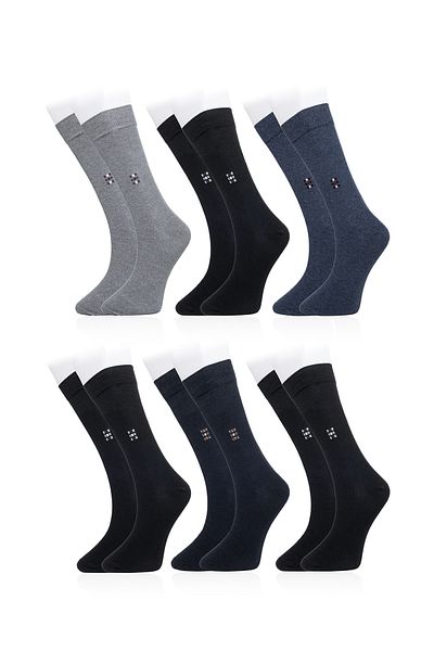 Line Smart 6 Pack Men's Mixed Color Cotton High Quality Soft Durable Socks