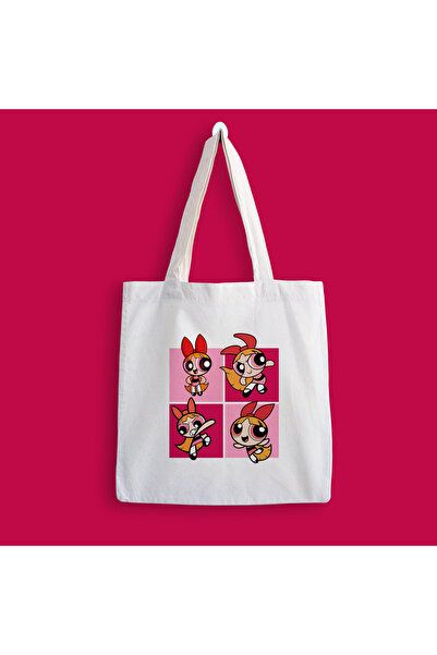 designedfy Powerpuff Girls Blossom Baskılı Bez Çanta