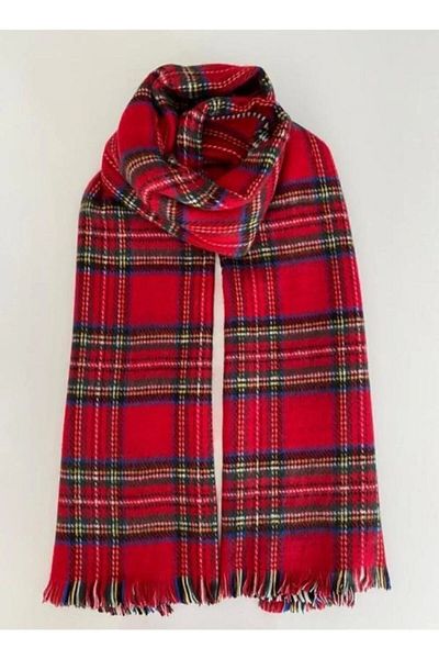 MinaCarin Women's Double Sided Soft Textured Red Patterned Scarf