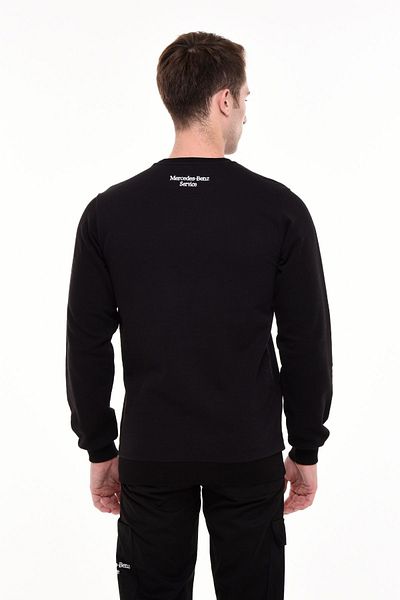 Uniprom Crew Neck Mercedes Service Sweatshirt with Raster Thick Fabric Black Men's