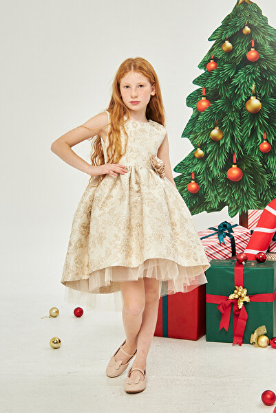 Jolanda ÖNÜ KISA ARKASI UZUN JAKARLI KIZ ÇOCUK PARTİ ELBİSE