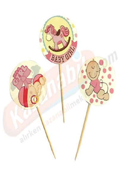 Kazanabil 20 Pcs BABY SHOWER PARTY TOOTHPICKS WITH HORSE AND BABY FIGURE PINK