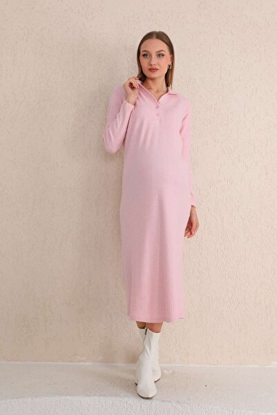 Miss Dünya Lissa فستان حمل من القماش الناعم ذو الياقات الوردية