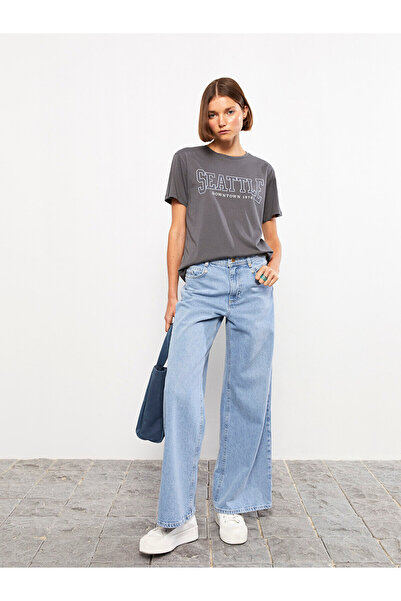 ByCukurovaFrango Jo FLex 90's ψηλόμεσο μαύρο τζιν παντελόνι Blue Snow Loose J...