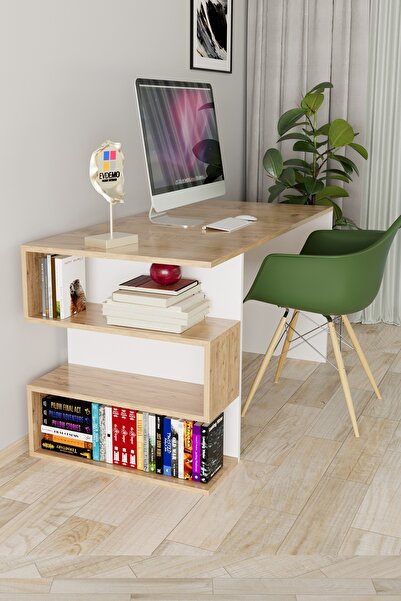 Evdemo Leo Kitaplıklı Çalışma Masası Atlantik Çam