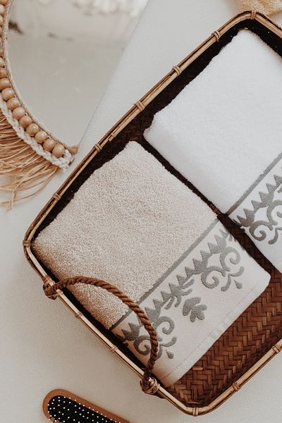 CottonTherapy Set of 2 Arabesque 50x85 cm Hand Face Bathroom Kitchen Towels 100% Cotton