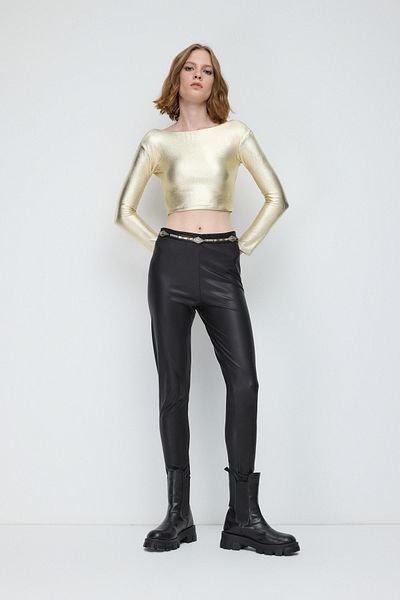 No Matter What Shiny Backless Basic Top in Turkish Fabric