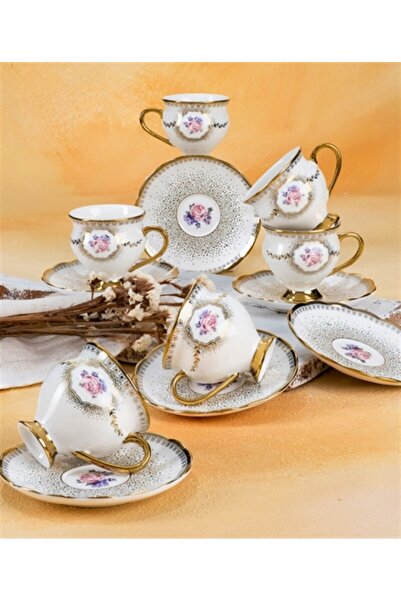 ACAR Dianna 6 Kişilik Porselen Türk Kahvesi Fincan Takımı