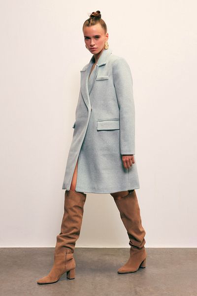 Sateen Pocketed Cashmere Coat - Mint