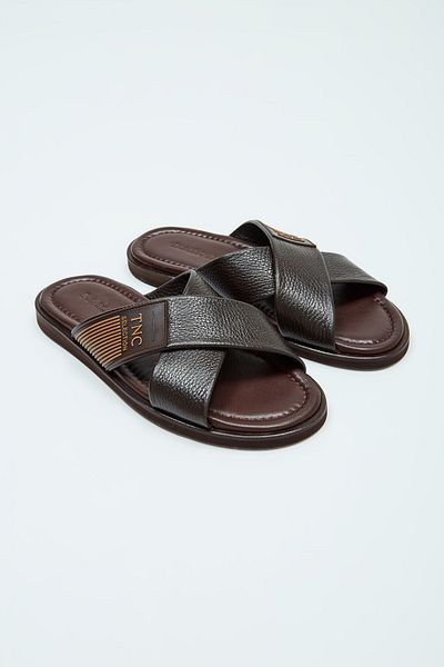Tamer Tanca Men's Genuine Leather Flat Slippers 537 581 ERK TRLK Y23