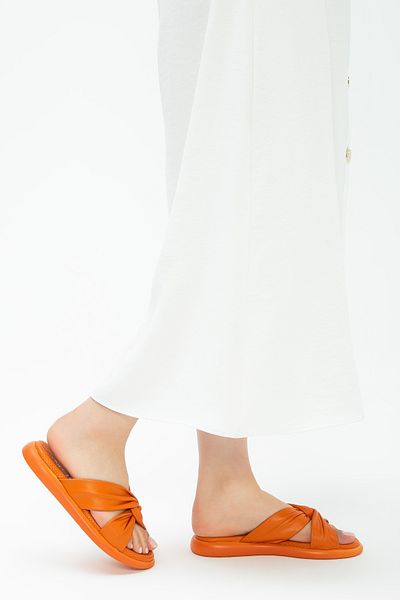 Tamer Tanca Women's Genuine Leather Flat Slippers 878 25 Bn Trlk Y23