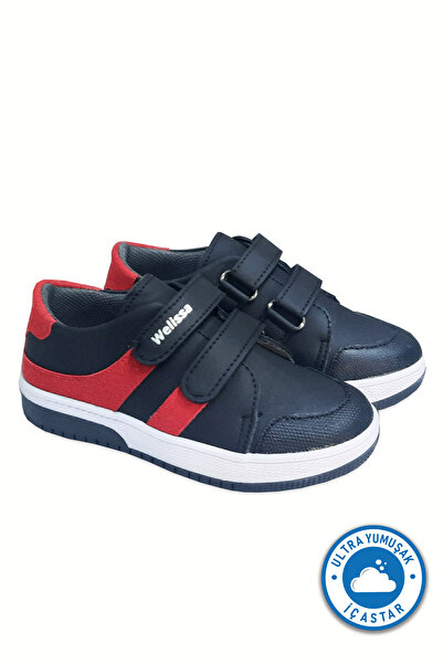 welissa Чорно-червоні дитячі спортивні кросівки на липучках