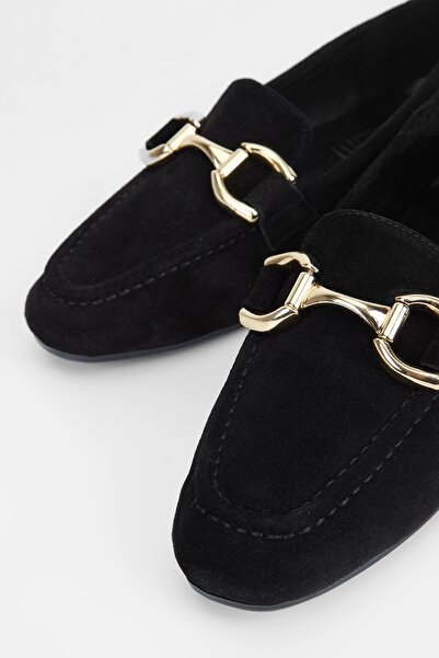 Valmenti Дамски черни велурени мокасини от естествена кожа