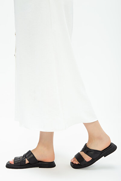 Tamer Tanca Γυναικείες φλατ παντόφλες από γνήσιο δέρμα 878 235 Bn Trlk Y23