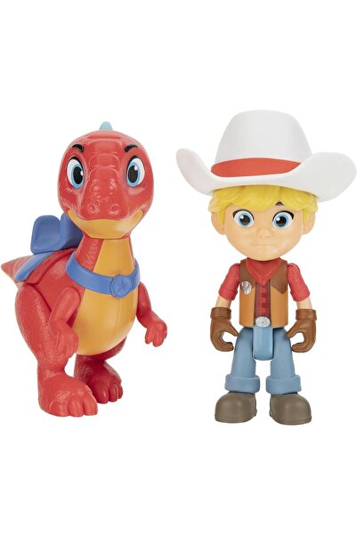 GIOCHI PREZIOSI Cute Dinosaur Blitz and His Cowboy Friend Jon Set 2-Piece Toy Dinosaur Figure Set Red Trex C Series