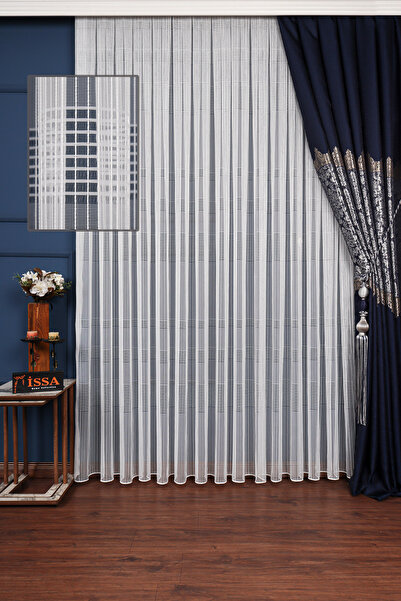 ISSA PERDE Issa Tül Perde Tarak Çizgili (ORTA PİLE)( 1 /2,5) En X Boy