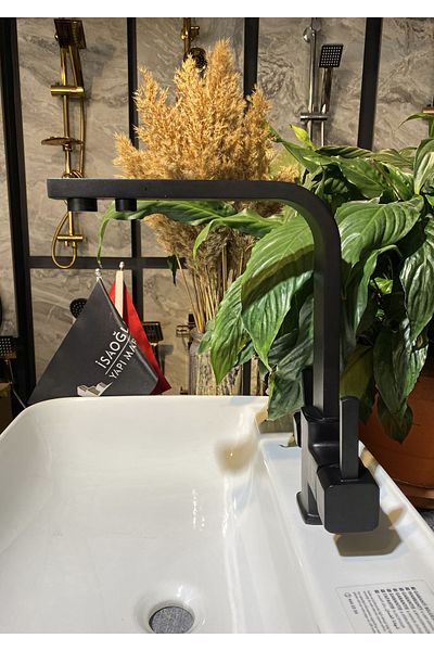 İSAOĞLU YAPI Purified Kitchen Faucet Matte Black Purified Faucet Square Modern Design Suitable for Purifiers