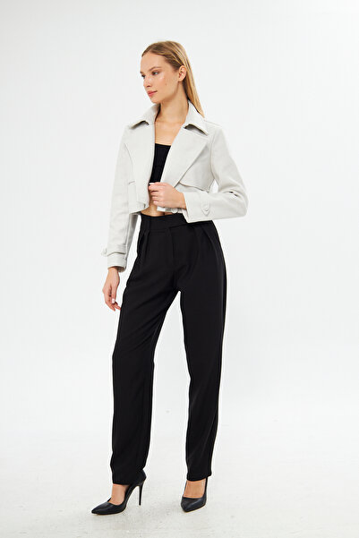 AS Anita Store Stamp Button Detailed Crop Jacket Coat