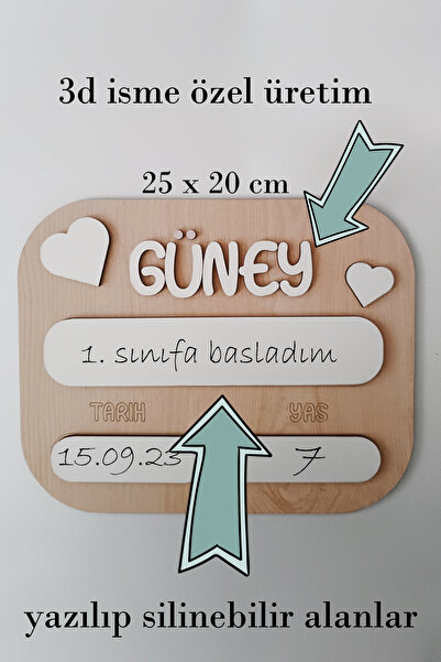 aze kids Kişiye Özel Isimli 3d Ahşap Beyaz Kalp Temalı Yazılıp Silinebilir Fotoğraf Çekim Panosu