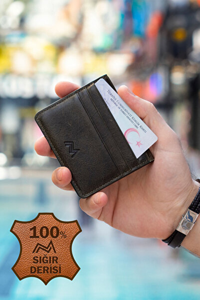 TESBİHCİBABA Mandarin| Army Green Tokyo Men's Leather Wallet, Card Holder