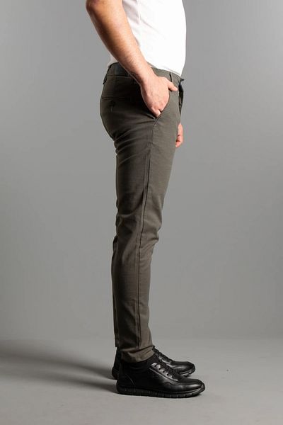 ZEKİ ÖZER MEN'S KHAKI TEXTURED CANVAS LINEN PANTS