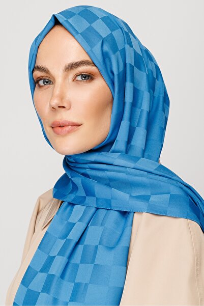 Mooncorn Μεταξένιο ζακάρ σάλι με μπλε σχέδιο