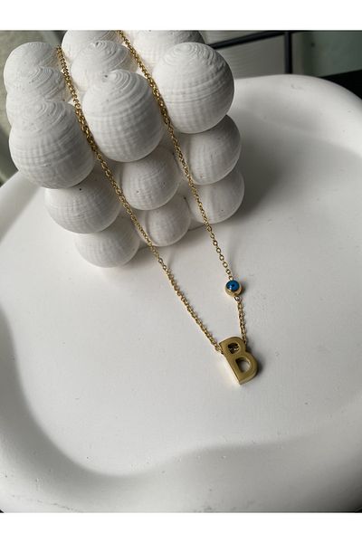 Alice Steel Gold Letter B Necklace