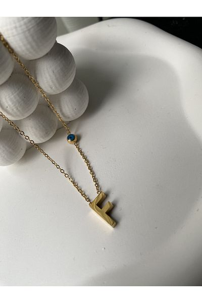 Alice Steel Gold Letter F Necklace