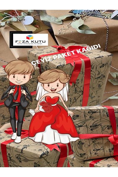 Feza Kutu Dowry Packing PaperI Kraft Paper Wrapping Paper Gift Paper Kraft Box New Year 70x100 (10 PCS)