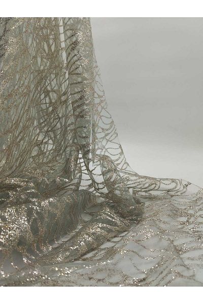 Bursa Kumaş Evening Dress Tulle Embroidered Glitter Fabric