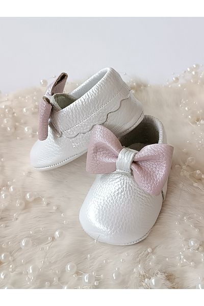 Hodore Sofia Mother of Pearl Genuine Leather Baby Loafers