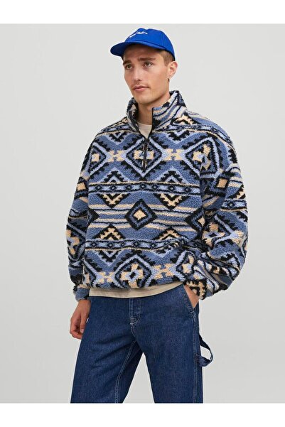 Jack & Jones Sweatshirt mit hohem Kragen und langen Ärmeln - Raute