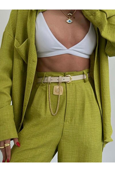 Fiori Curea de pantaloni de damă cu lanț King - Detaliu medalion, pentru haină și rochie