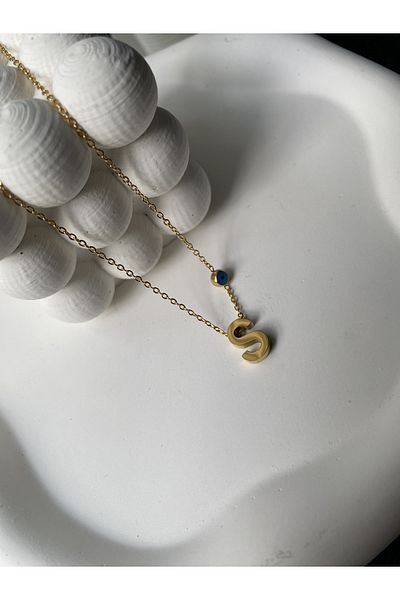 Alice Steel Gold Letter S Necklace
