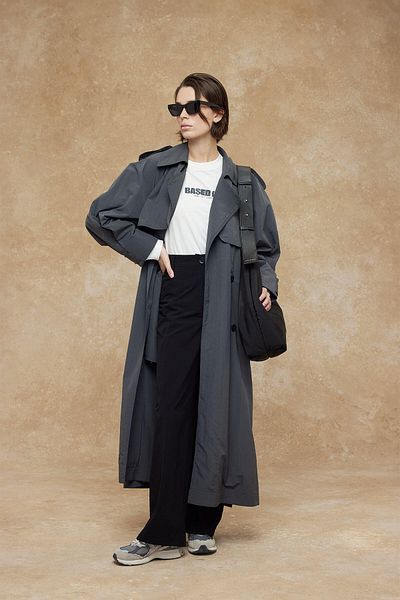 Manuka TECHNICKÁ LÁTKA VELKÝ TRENCH ANTRACIT
