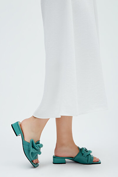 Tamer Tanca Women's Genuine Leather Heeled Slippers 472 669 Bn Trlk Y23