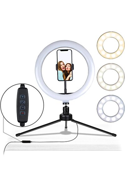 Genel Markalar Tripodlu Youtuber Selfie Led Işıklı Masaüstü Tripod 10 Inç(26 ...