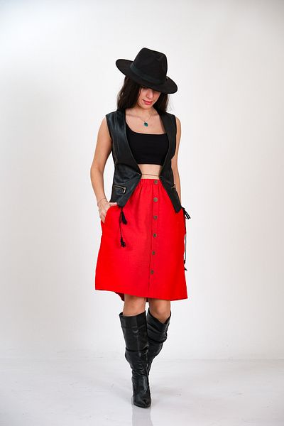 İna Red Winter Skirt Specially Designed from Divitin Flannel
