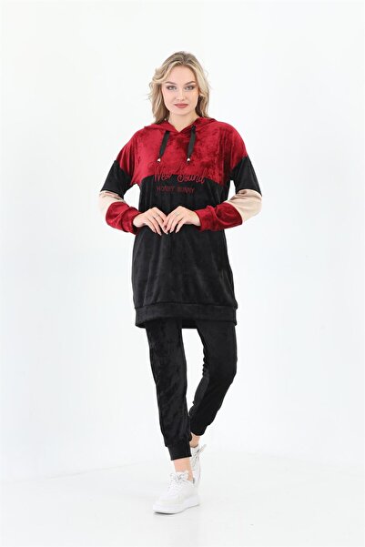 WestBound French Velvet Plush Embroidery Printed Women's Tracksuit Set