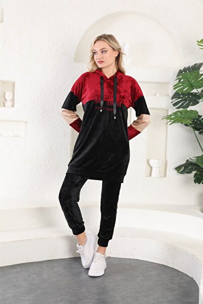 WestBound French Velvet Plush Embroidery Printed Women's Tracksuit Set